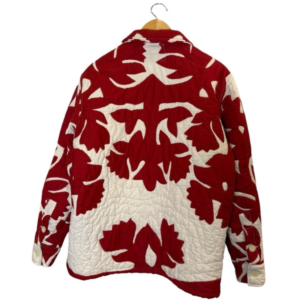 Res Ipsa Aspen OOAK Repurposed Red and White Quilted Jacket sz M - Picture 5 of 9